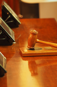 courtroom setting with focus on gavel